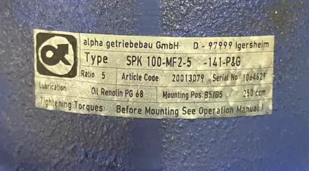  Alpha Whittenstein SPK 100-MF2-5-141 Gearbox 