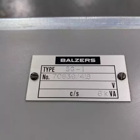 Balzers SG-1 Control Unit, 6kVA 