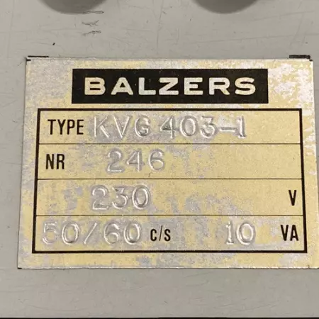 Balzers KVG 403-1 Vacuum Gauge Controller Unit 