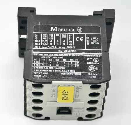 Moeller DIL EM-10-G 3-Pole Contactor 600V 15Amp 250VDC 