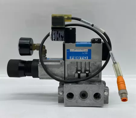 Festo MFH-5/2-D-1-FR C Solenoid Valve Assy W/Pressure Regulator & Manifold 