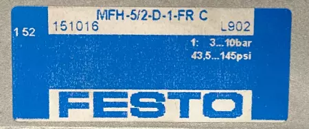 Festo MFH-5/2-D-1-FR C Solenoid Valve Assy W/Pressure Regulator & Manifold 