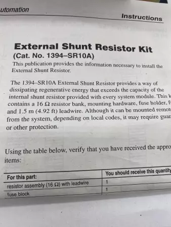 Allen-Bradley 1394-SR10A External Shunt Resistor Kit 