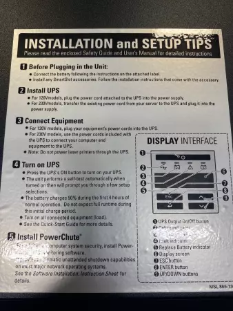 APC SMART-UPS 1500 Outlet Uninterruptable Power Supply 