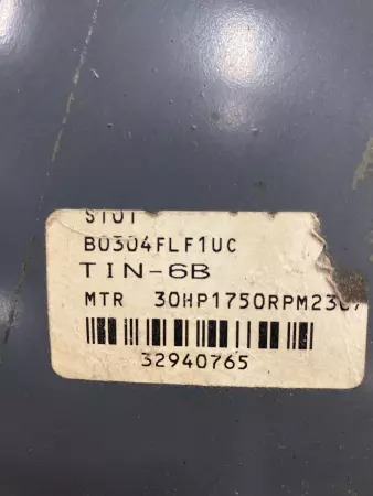 Toshiba 0304FTSA21A-P AC Motor, 30HP 22kW Frame 286T 
