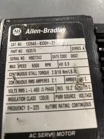 Allen-Bradley 1326AS-B330H-21 Servo Motor 0.9kW W/Alpha Gear Reducer 4:1 