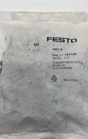 Festo QST-6 Push-In T-Fitting Connector Lot of 10