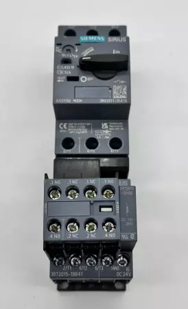 Siemens 3RV2011-1EA10 Motor Starter W/Power Contactor and Auxiliary Cont. 