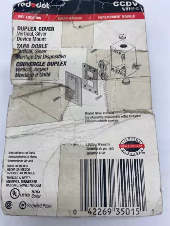 NEW Thomas & Betts WR181-C Red Dot Duplex Outlet Cover 