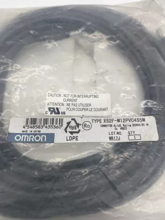 Omron XS2F-M12PVC4S5M Photoelectric Sensor Cable AWG23, 250VAC/DC, 4Amp, 5M 