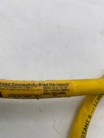  Woodhead/Brad Harrison 114030K12M020 4-Pin Male to Female Cordset 600V 10Amp 