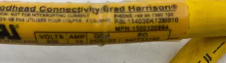  Woodhead/Brad Harrison 114030K12M020 4-Pin Male to Female Cordset 600V 10Amp 
