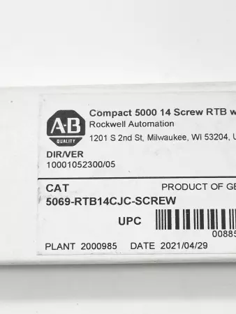 Allen-Bradley 5069-RTB14CJC-SCREW SER.A Compact 5000 14-Screw Terminal Block 