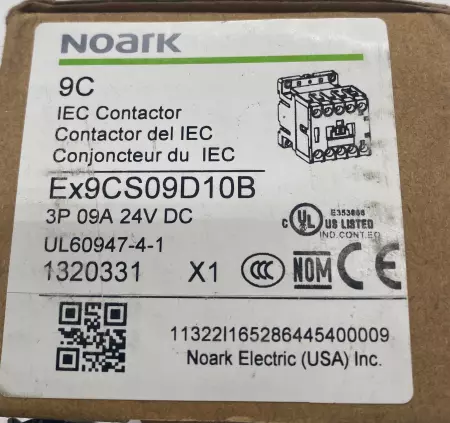 Noark EX9CS09D10B Contactor, Coil Voltage 24V DC 9Amp 