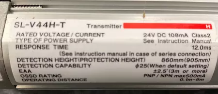Keyence SL-V44H-T Light Curtain Transmitter Sensor 