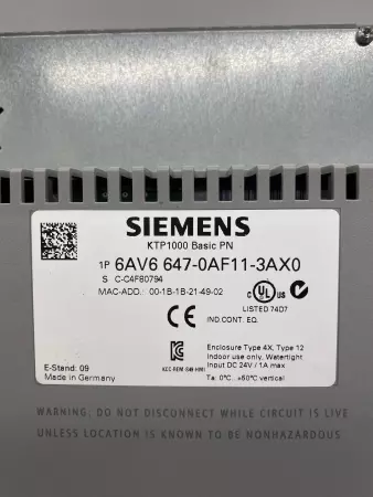 Siemens 6AV6 647-0AF11-3AX0 Simatic Operator Interface Panel 10
