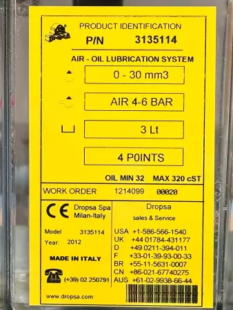 Dropsa Spa 3135114 Air-Oil Lubrication System 