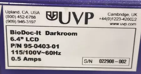 UVP 95-0403-01 BioDoc-It™ Darkroom Transilluminator Imaging System 