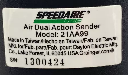  Speedaire 21AA99 Air Dual Action Sander 0.4HP, 6