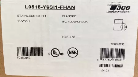 TACO COMFORT SOLUTIONS L0515-Y6S11-FHAN FLOW CHECK 