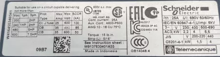  Schneider Electric LC1D09 Contactor 220-440V 11Amp 