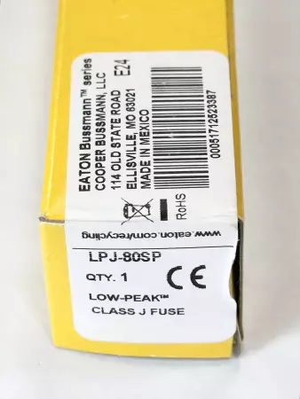 Bussmann LPJ-80SP Low-Peak Time Delay Fuse 600VAC 300VDC 80Amp Class J 