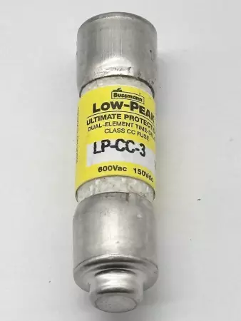 Bussmann LP-CC-3 Low-Peak Time Delay Fuse, 600VAC 150VDC 3Amp, Class CC 