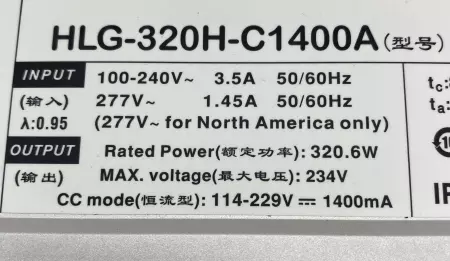 Mean Well HLG-320H-C1400A AC/DC Power Supply 