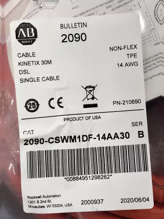 Allen-Bradley 2090-CSWM1DF-14AA30 SER.B Single Motor Cable, 30M 14AWG 