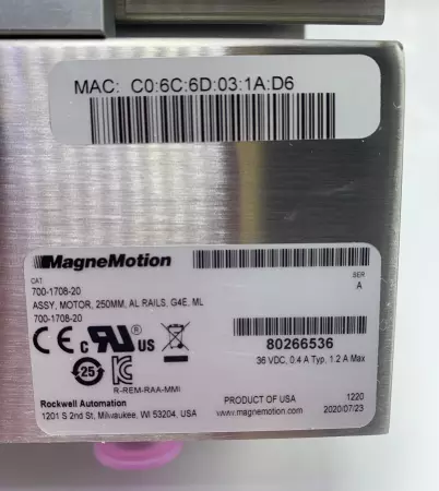 MagneMotion 700-1708-20 SER.A 250mm Railless Motor G4E ML 