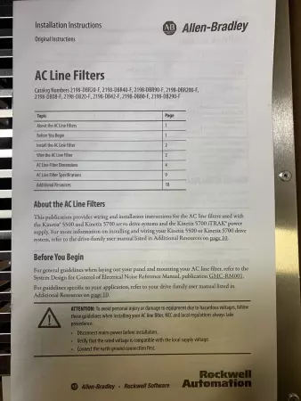 Allen-Bradley 2198-DB80-F SER.A Kinetix 5700 Line Filter 80Amp 