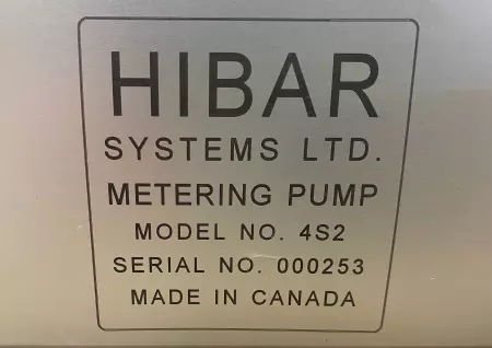 Hibar Systems 4S2-R2-67-106 Metering Pump 