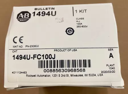 Allen-Bradley 1494U-J100-C3-M-PC Disconnect Switch Complete Kit 