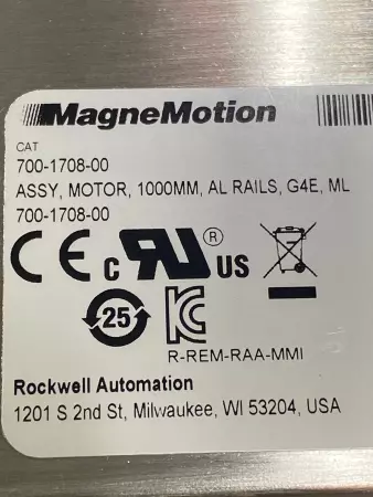 MagneMotion 700-1708-00 Motor Assembly, 1000mm Straight G4E ML 