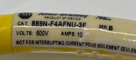 Allen-Bradley 889N-F4AFNU-3F SER. B 4 Pin DC Micro Straight Cordset Cable 