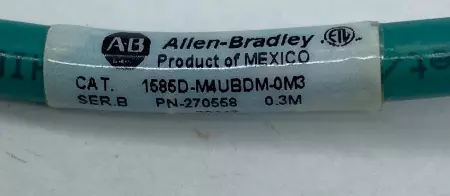 NEW Allen-Bradley 1585D-M4UBDM-0M3 SER.B Ethernet Cable Patchcord M12 0.3M 