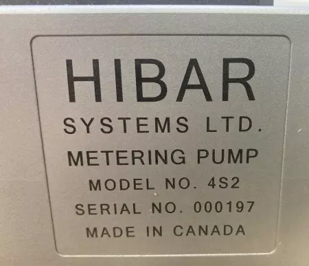 Hibar Systems 4S2-R2-67-105 Metering Pump 