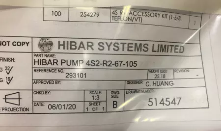 Hibar Systems 4S2-R2-67-105 Metering Pump 