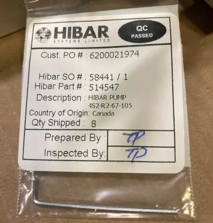 Hibar Systems 4S2-R2-67-105 Metering Pump 