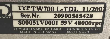  Leybold TW700-L-TDL Turbo Vacuum Pump 