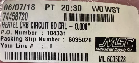 NEW Hertel 74458720 Circuit Board Drill Bit 0.008