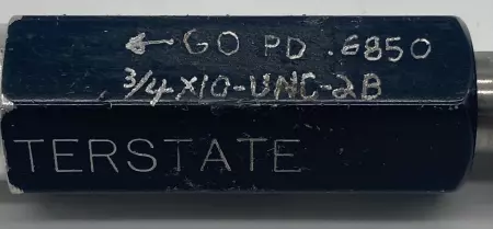 Terstate TP55 Go PD 0.685 NoGo Thread Plug Gage 3/4X10-UNC-2B 