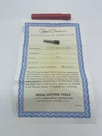 NEW Regal Cutting Tools 8-32 UNC 3B Go PD 0.1437 Thread Plug Gage 