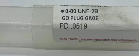 Regal Cutting Tools 0-80 UNF-2B Go PD 0.0519 Thread Plug Gage 