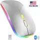 DQST 2.4G Wireless Optical Mouse USB Rechargeable RGB Cordless PC Laptop, White 