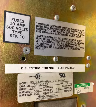 Cleveland Machine Controls MO-033P64 -0 Pacemaster™6  75 Hp Motor Controller (Pa