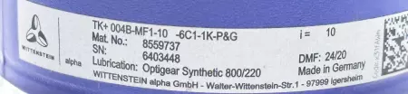 Alpha/Wittestein TK+004B-MF1-10-6C1-1K Right Angle Gear Box, Ratio 10:1 