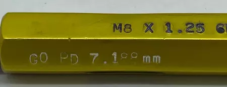Regal M8 X 1.25 6H AS-IS Thread Plug Gage, Go PD 7.188, NoGo PD 7.348 