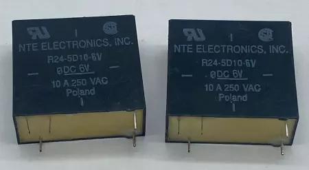 NTE Electronics R24-5D10-6V Relay 6VDC Coil 10Amp Lot of 2