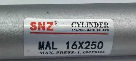 SNZ Pneumatic MAL 16X250 Air Cylinder 16mm Bore, 250mm Stroke 